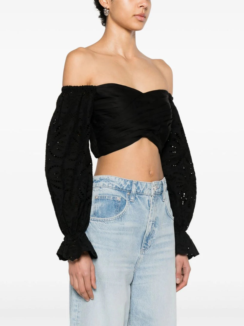 Broderie anglaise cropped blouse