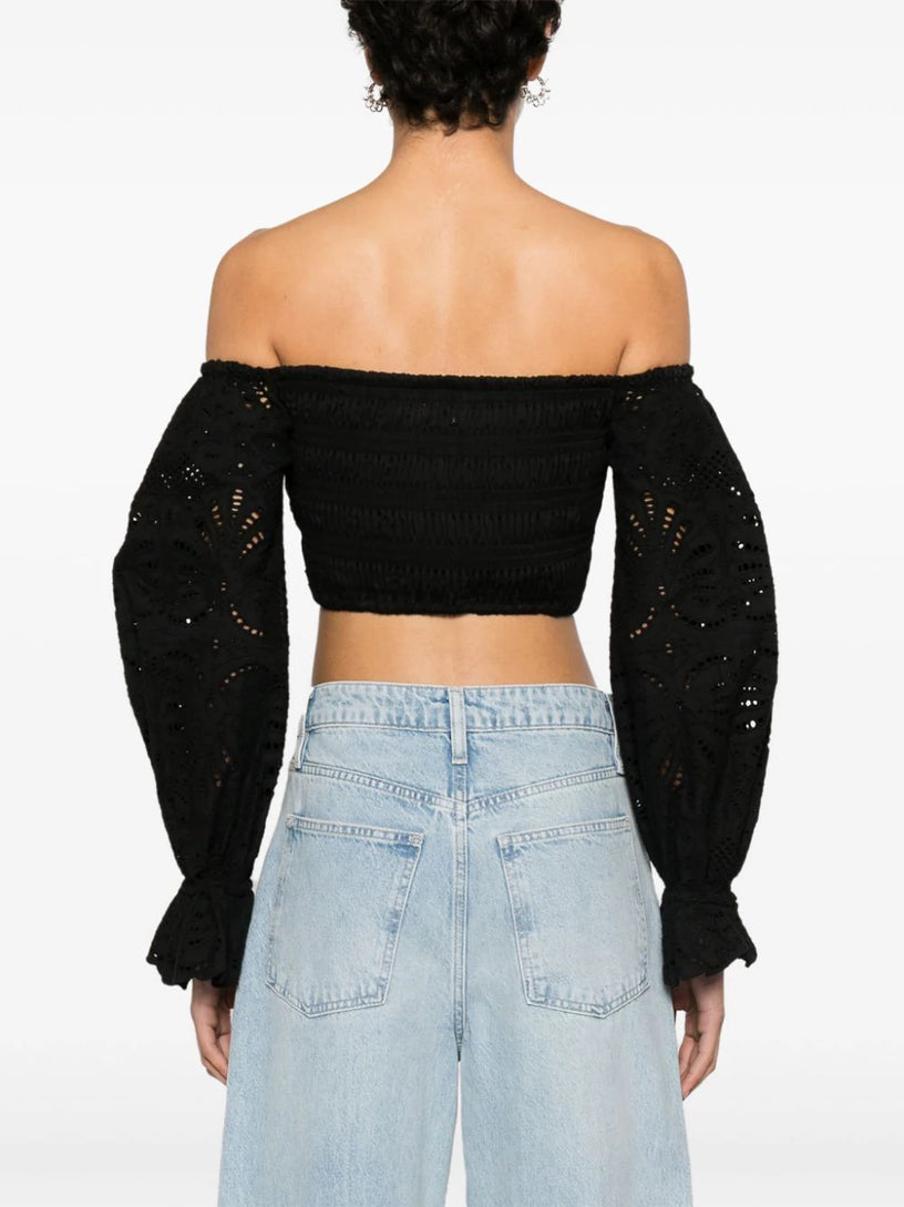 Broderie anglaise cropped blouse