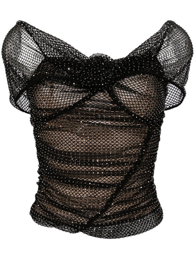 Rhinestone fishnet top