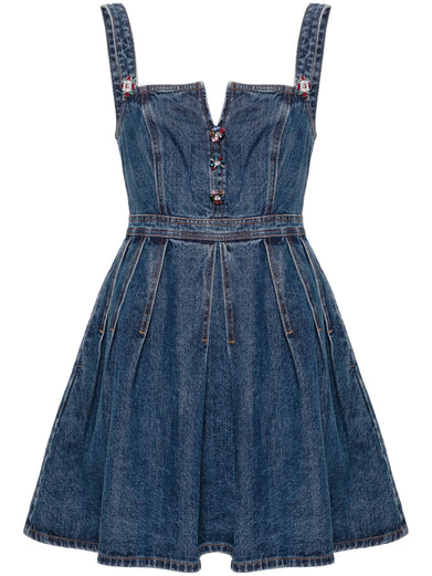 Denim embellished mini dress