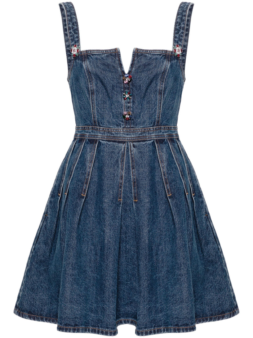 Denim embellished mini dress