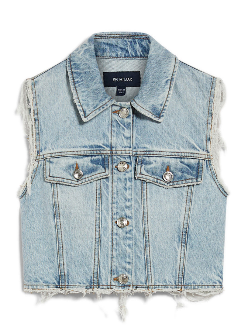 Cropped denim vest