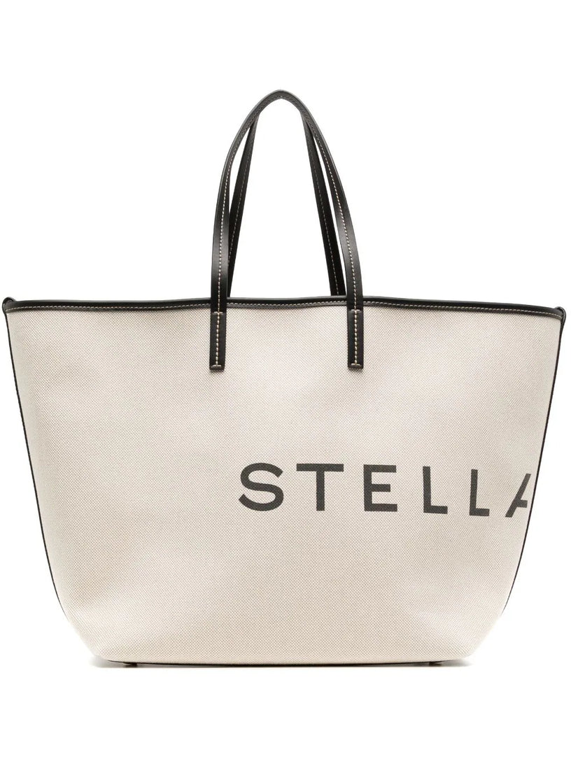 STELLA McCARTNEY Logo canvas beach tote bag