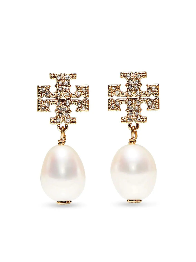 Kira pendant earrings with pearl and pavé