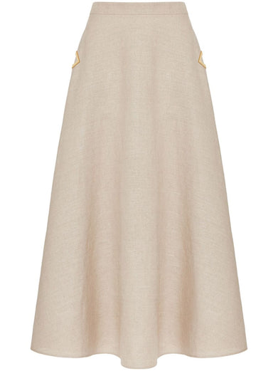 Linen canvas midi skirt