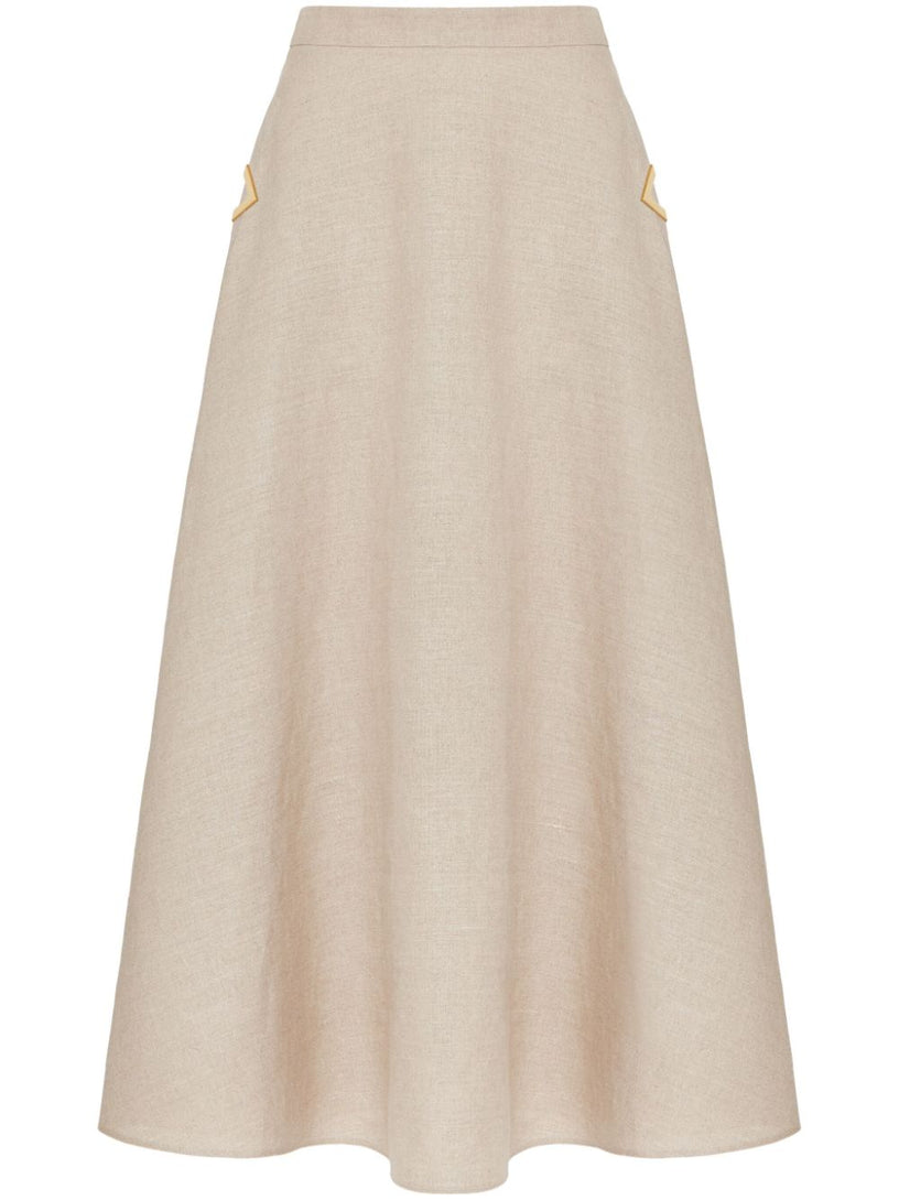 Valentino Garavani Linen canvas midi skirt