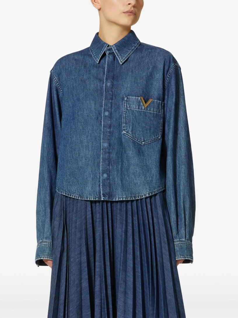 V Logo Denim Shirt