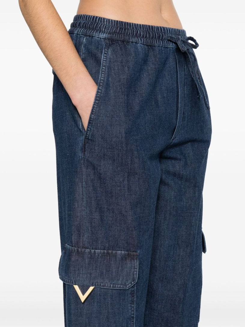 Chambray Denim Cargo Trousers