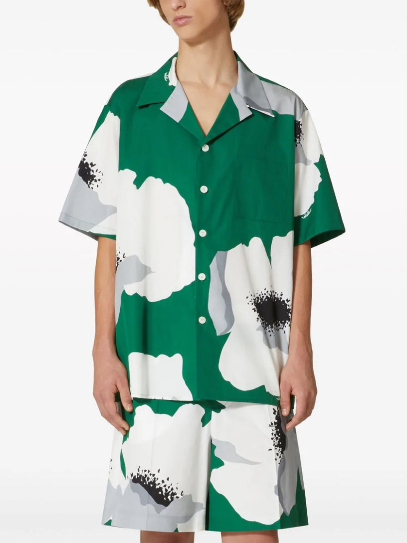 Bowling shirt with Flower Portrait print