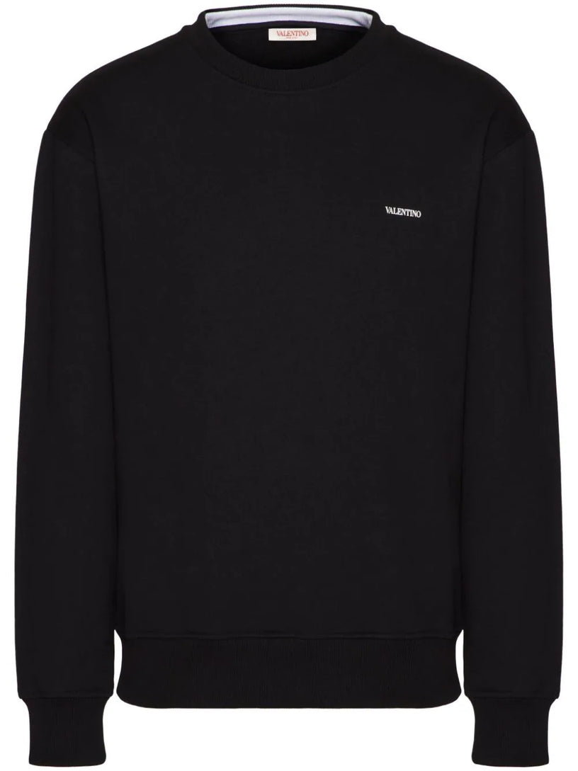 Cotton crewneck sweatshirt with front logo