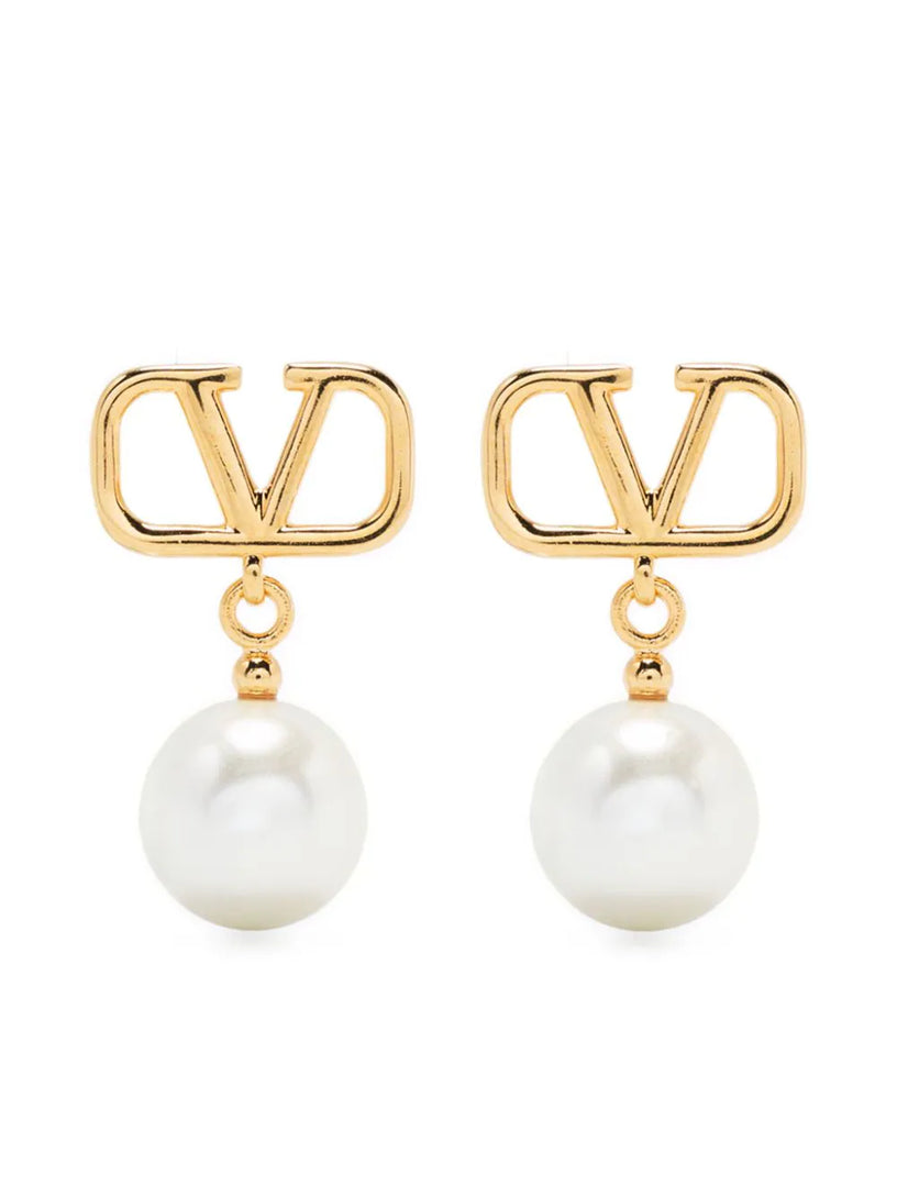 Valentino Garavani Vlogo signature earrings in metal and pearls