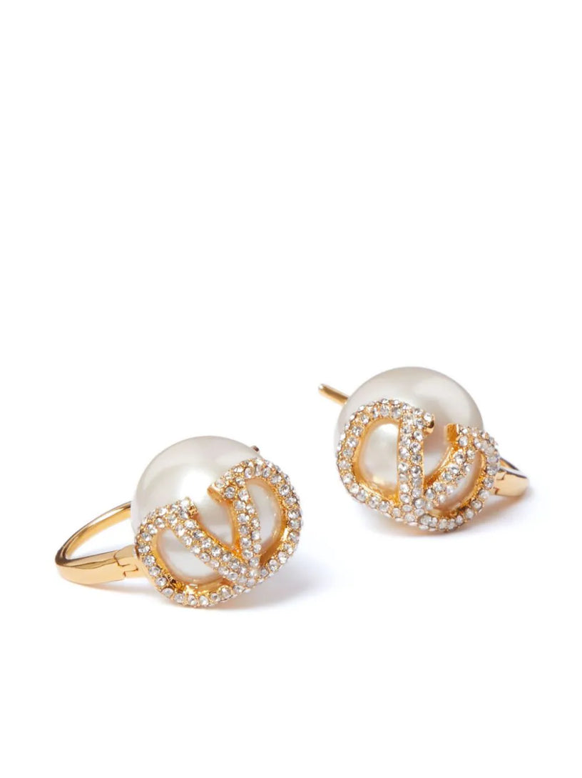 Valentino Garavani Vlogo signature earrings in metal resin and swarovski® crystals