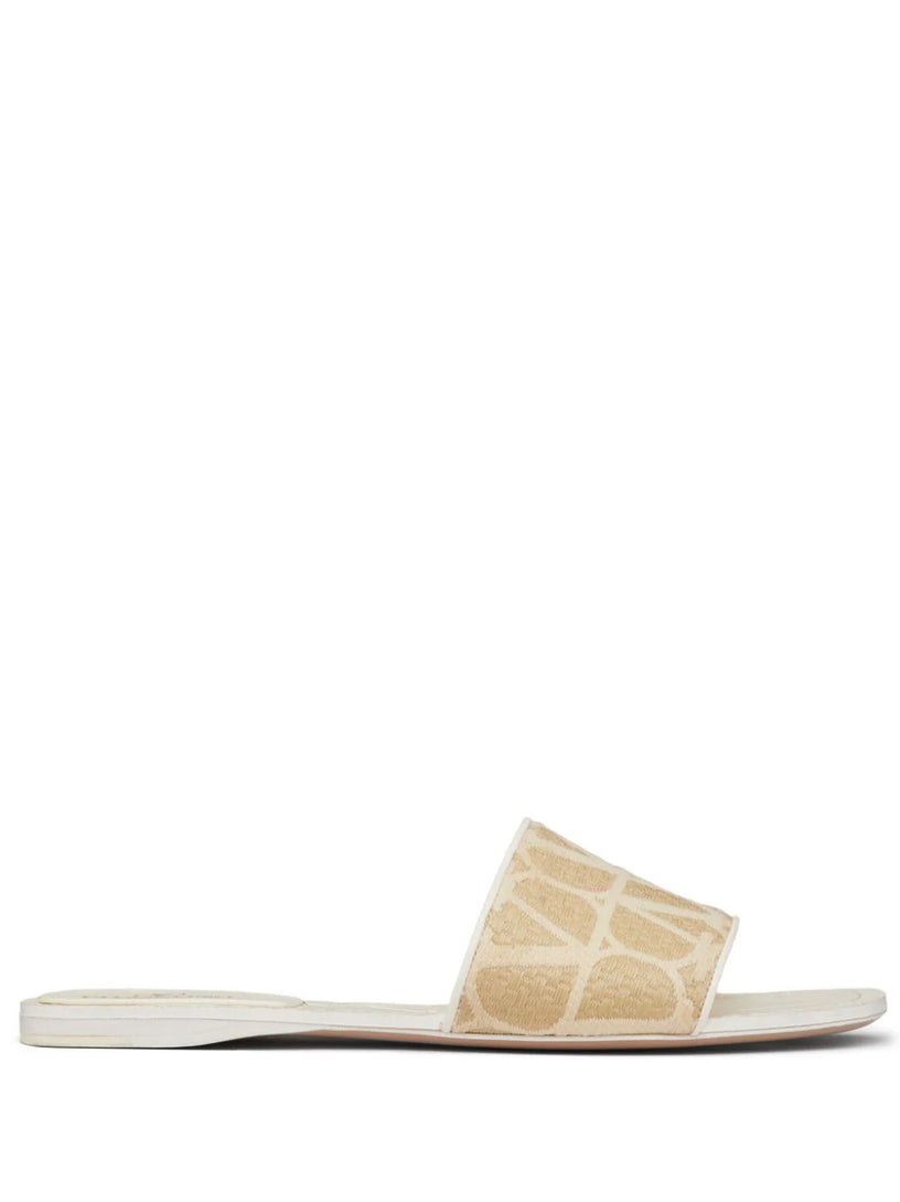 Valentino Garavani Toile iconographe raffia slide sandal