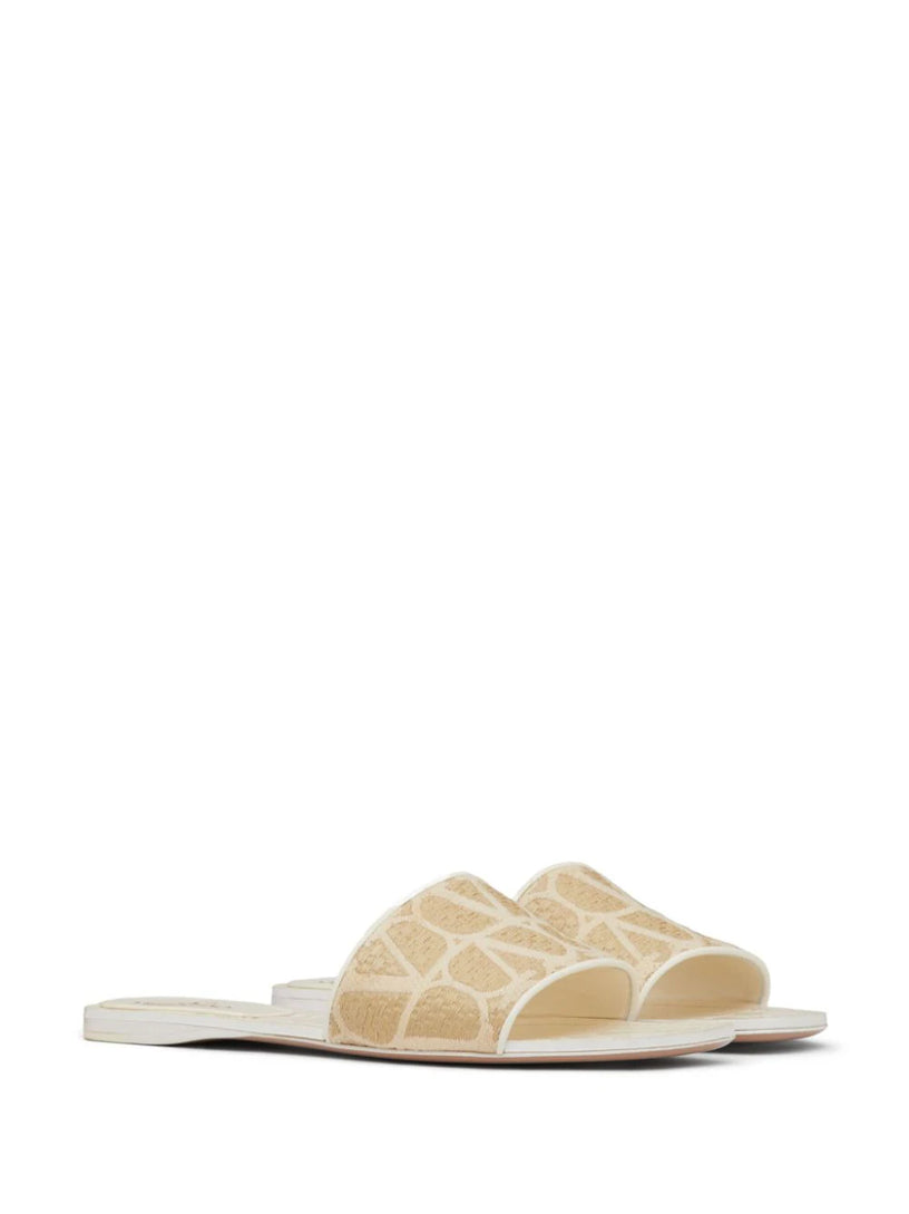 Toile Iconographe raffia slide sandal