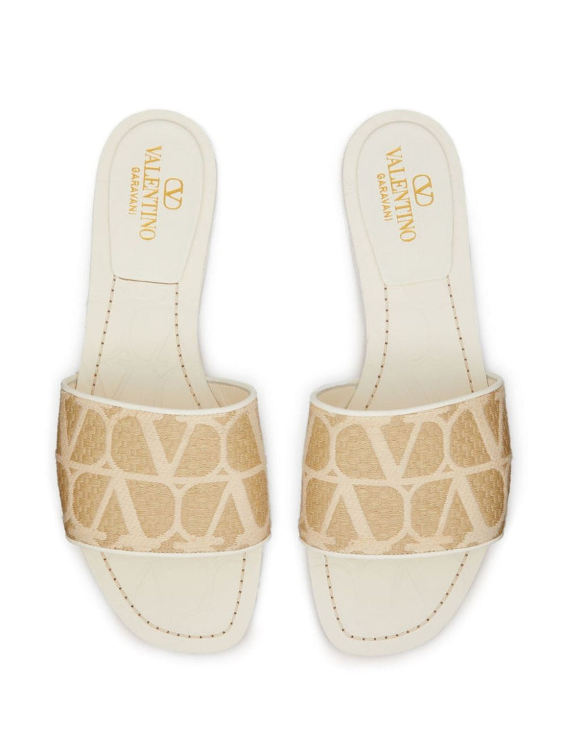 Toile Iconographe raffia slide sandal