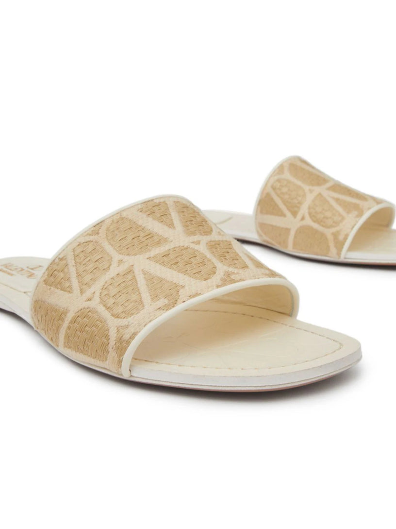 Toile Iconographe raffia slide sandal