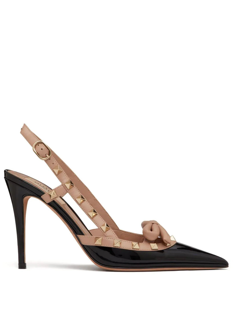 Rockstud Bow slingback pumps