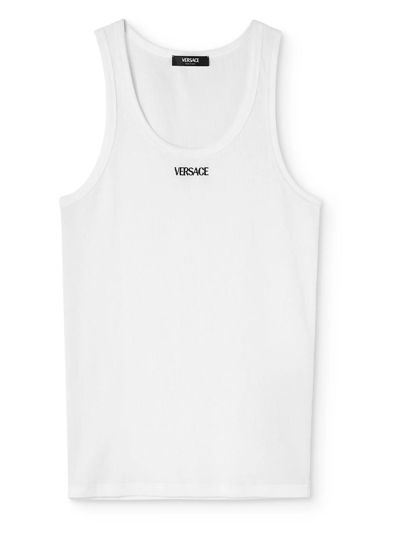 VERSACE Logo ribbed tank top