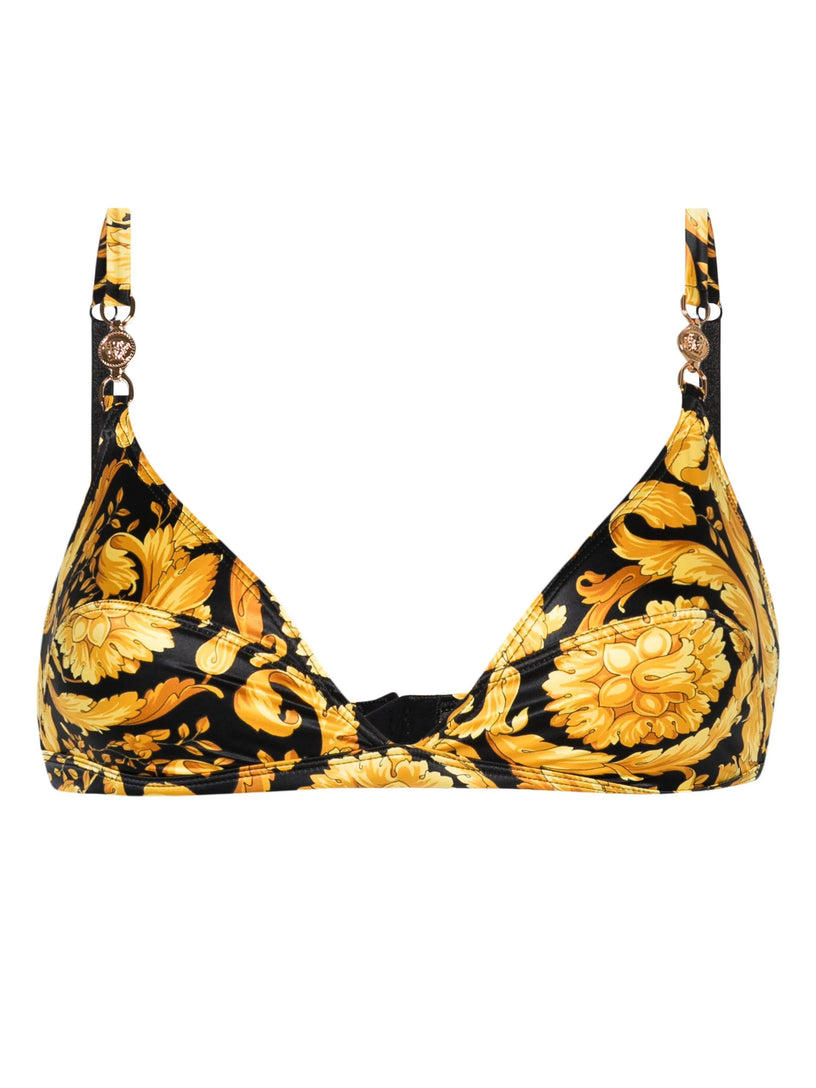 VERSACE Stretch satin bralette with barocco print