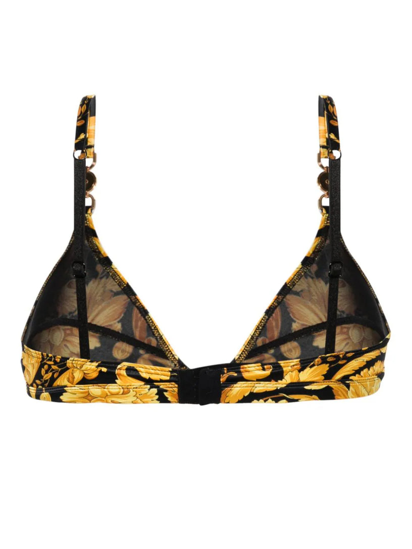 Stretch satin bralette with Barocco print