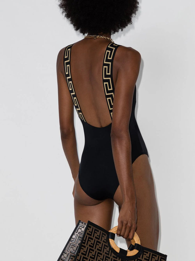 Greca border one-piece swimsuit