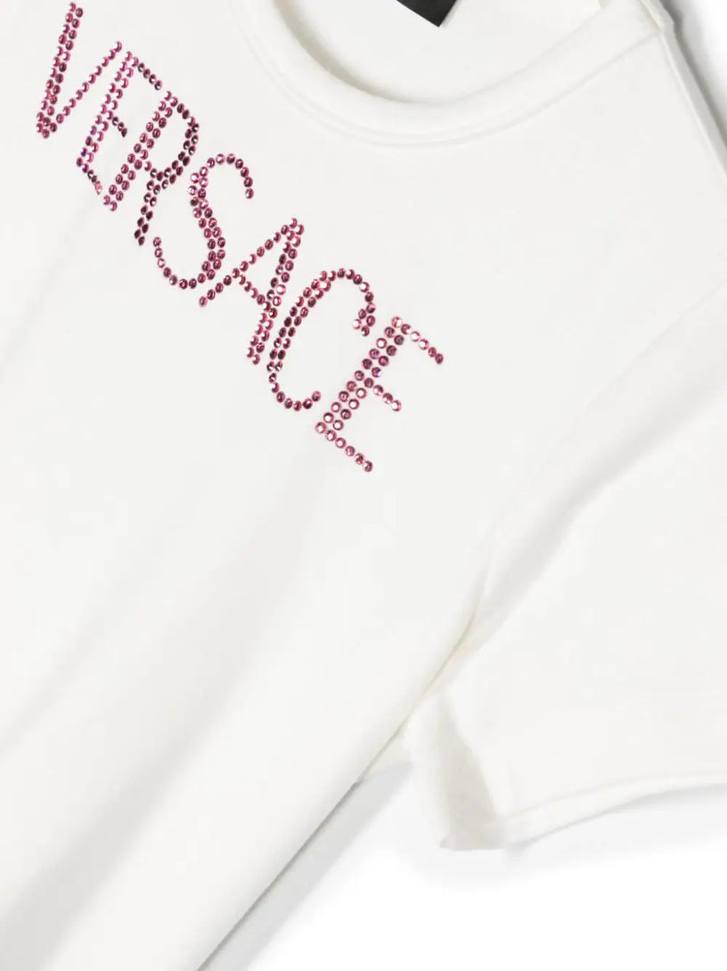 Versace kids logo t-shirt with crystals