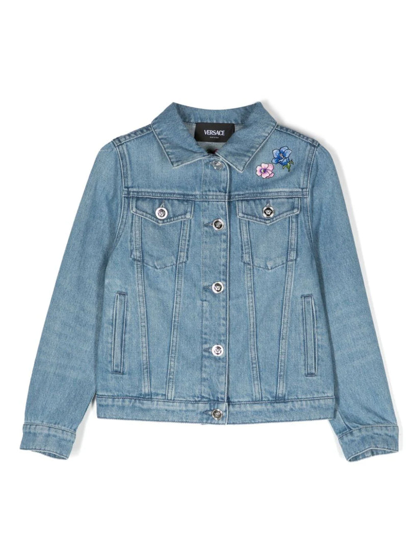 VERSACE Kids Blossom kids denim jacket