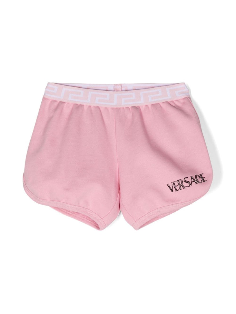 VERSACE Kids Kids shorts with greca and crystals border