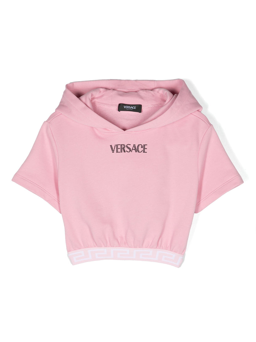 VERSACE Kids Hoodie with greca border and crystals