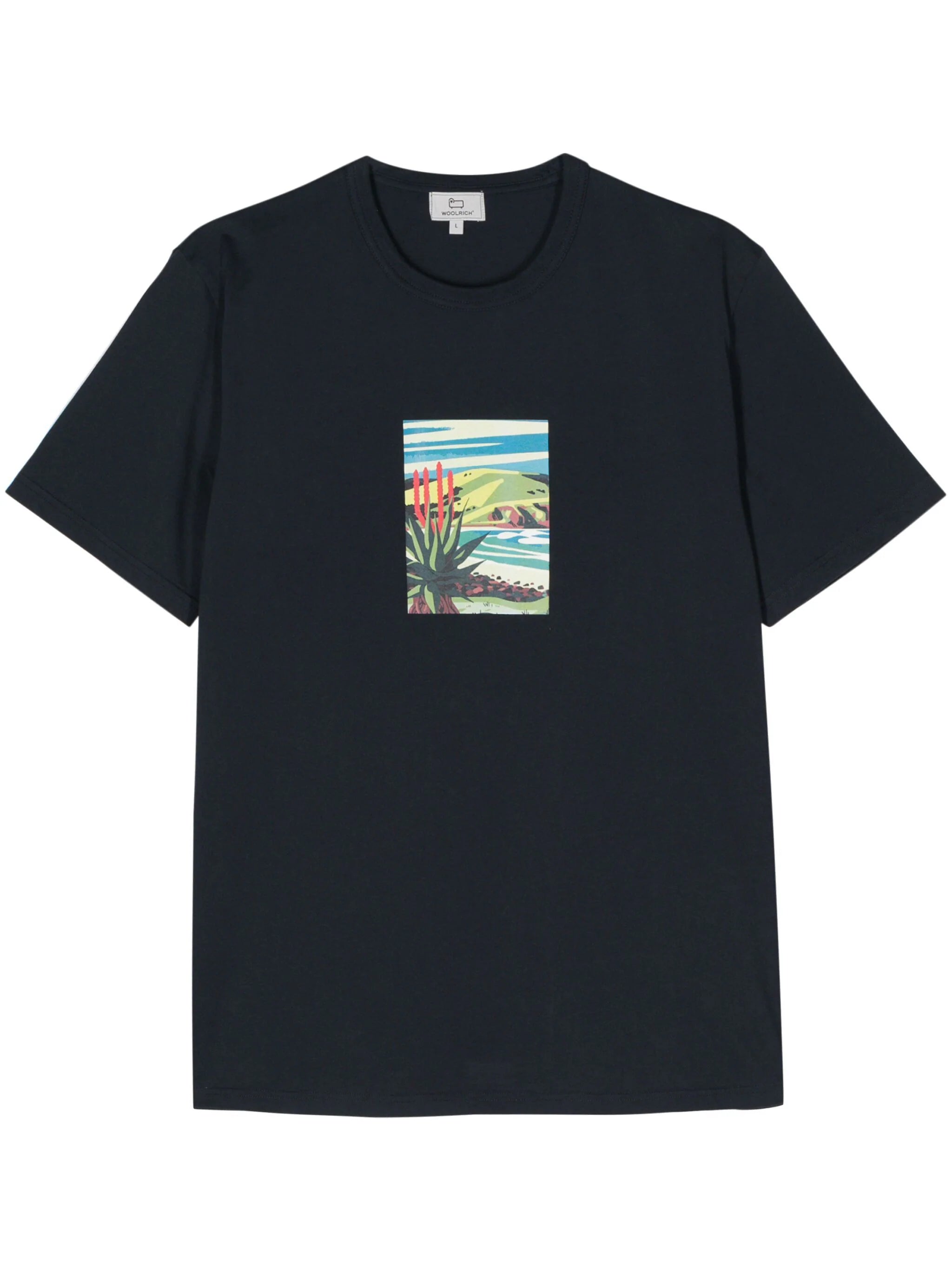 Cotton T-shirt with landscape print WOOLRICH Blu | Grifo210