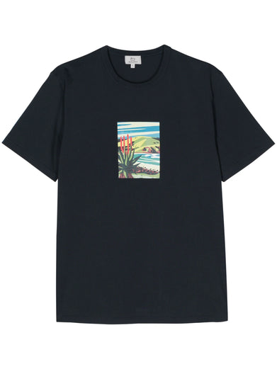 Cotton T-shirt with landscape print