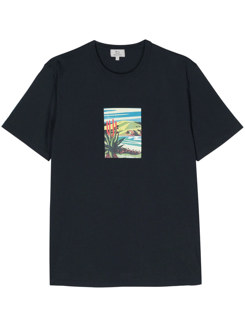 WOOLRICH Cotton t-shirt with landscape print