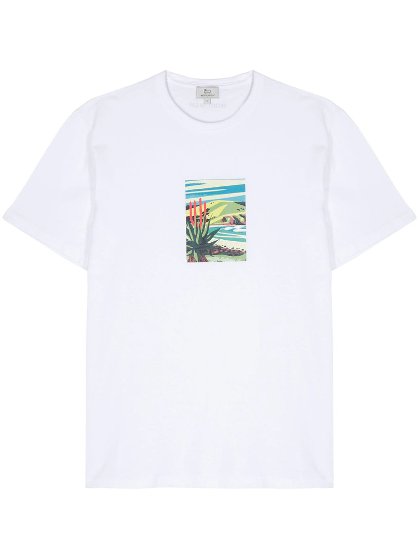 WOOLRICH Cotton t-shirt with landscape print