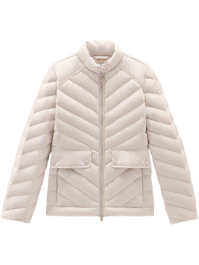 Short Padded Jacket with Chevron Quilting