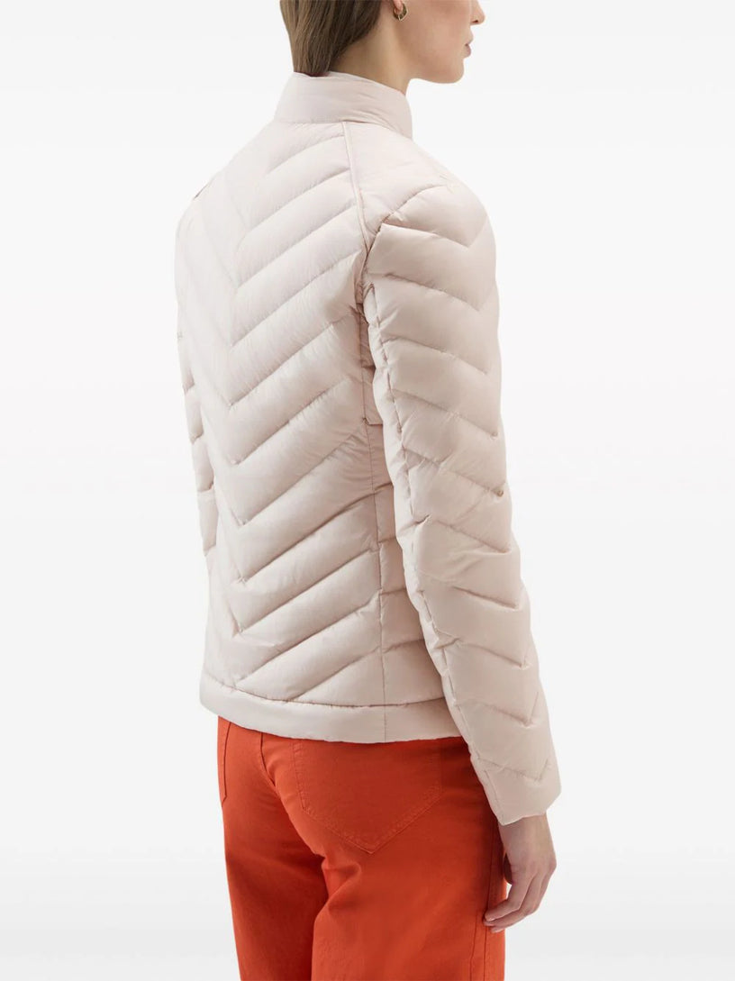 Short Padded Jacket with Chevron Quilting