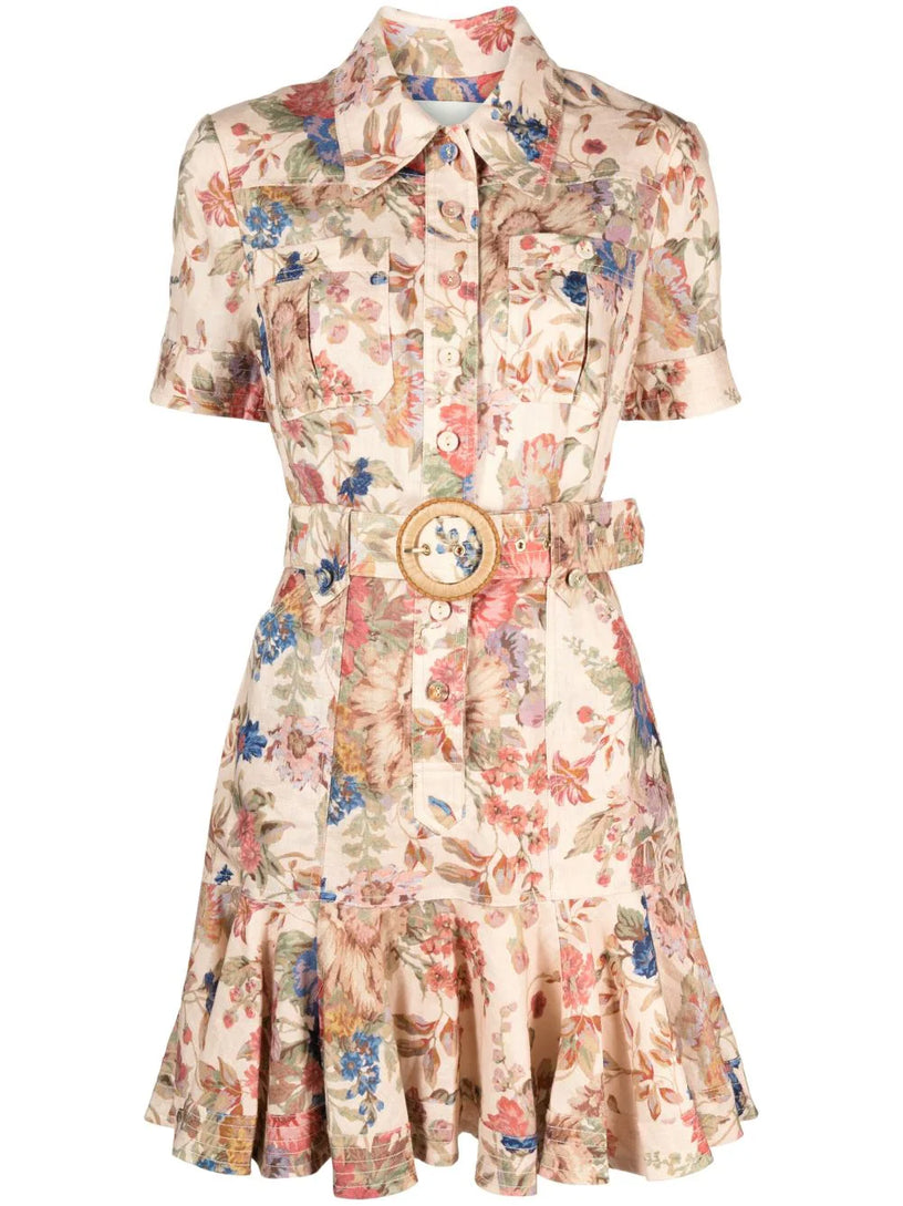 ZIMMERMANN August belted mini dress