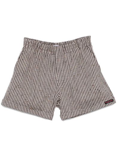 Mini check knotted viscose shorts