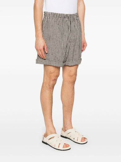 Mini check knotted viscose shorts