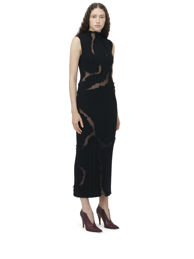 Distressed Effect Knitted Midi Dress