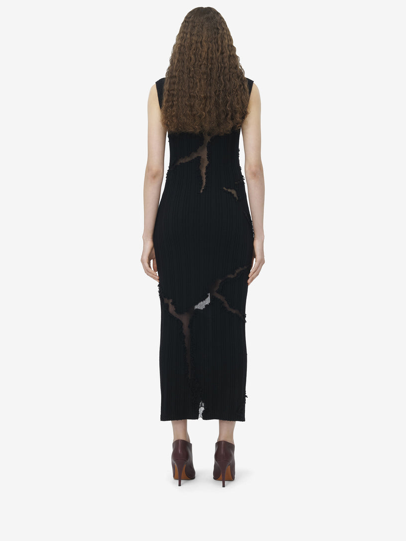 Distressed Effect Knitted Midi Dress