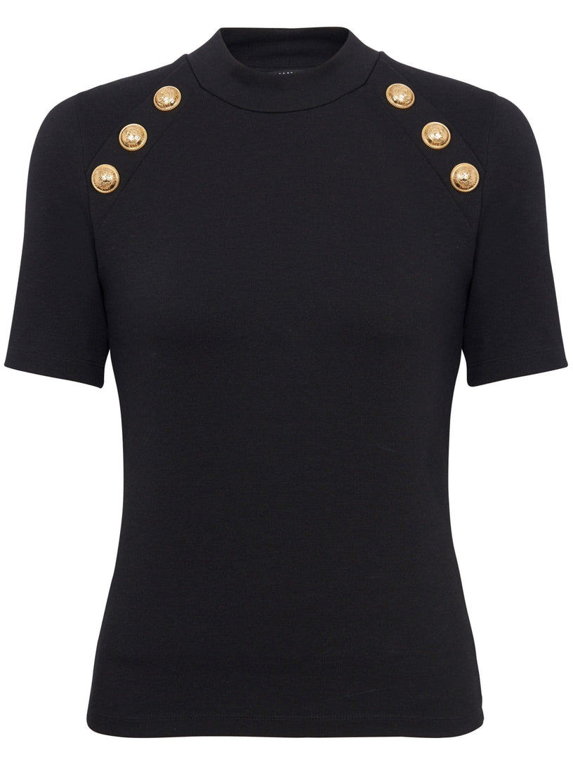 6-button plain jersey T-shirt