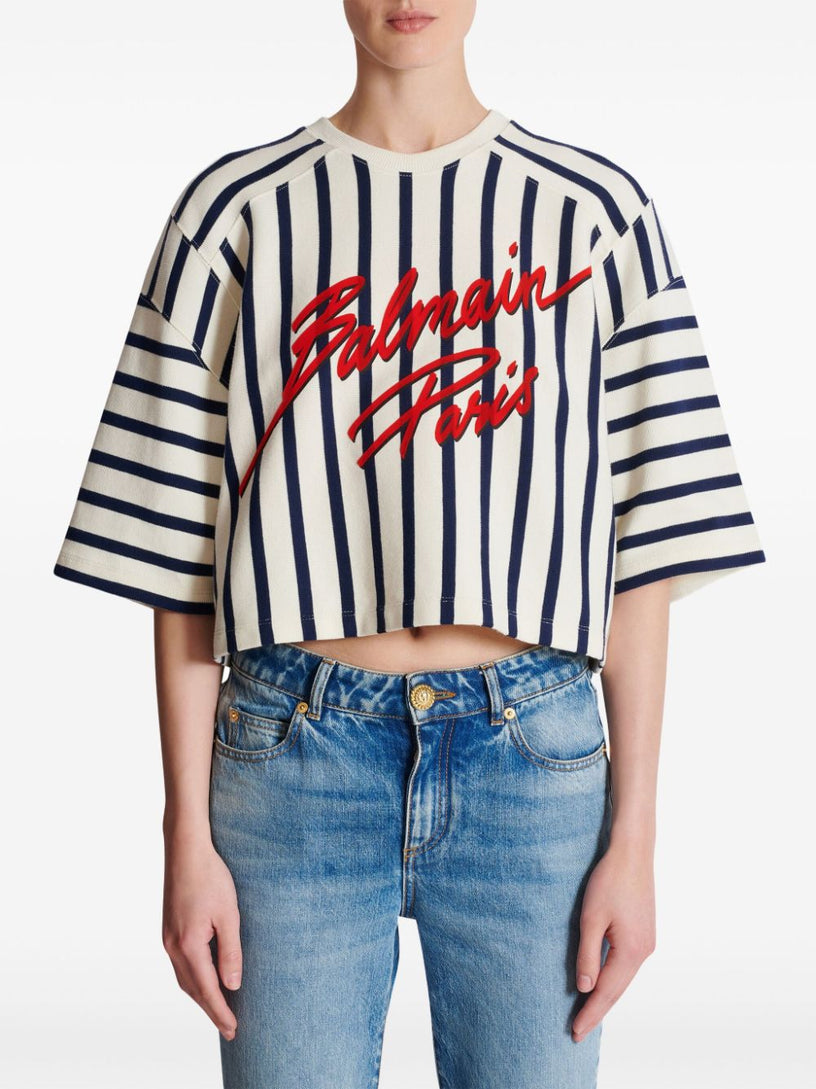 Balmain Baseball striped t-shirt