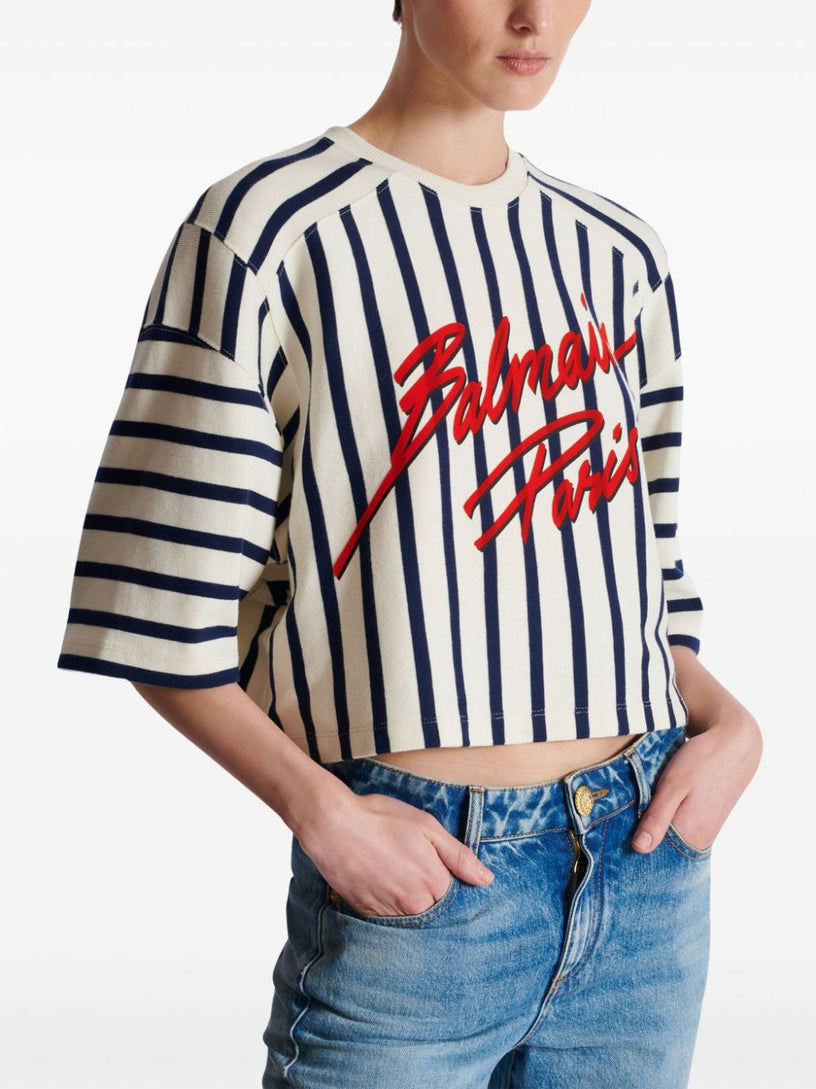 Balmain Baseball striped t-shirt