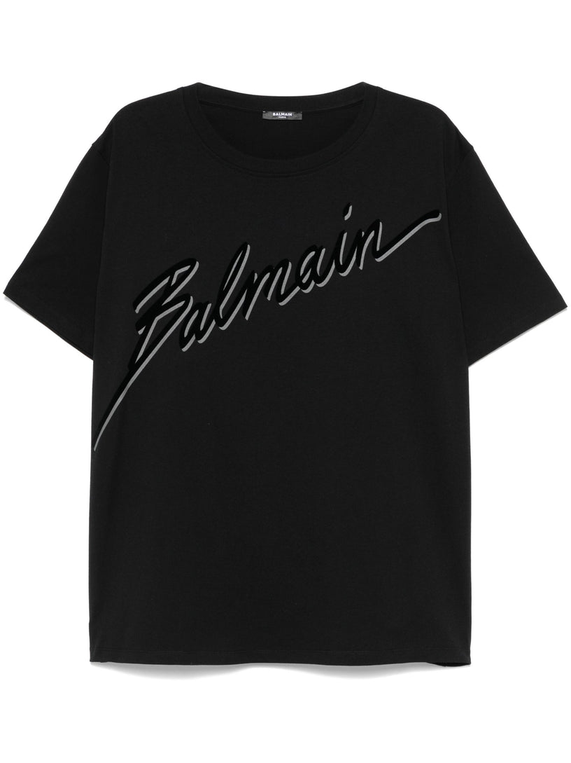 Balmain letter flocked t-shirt