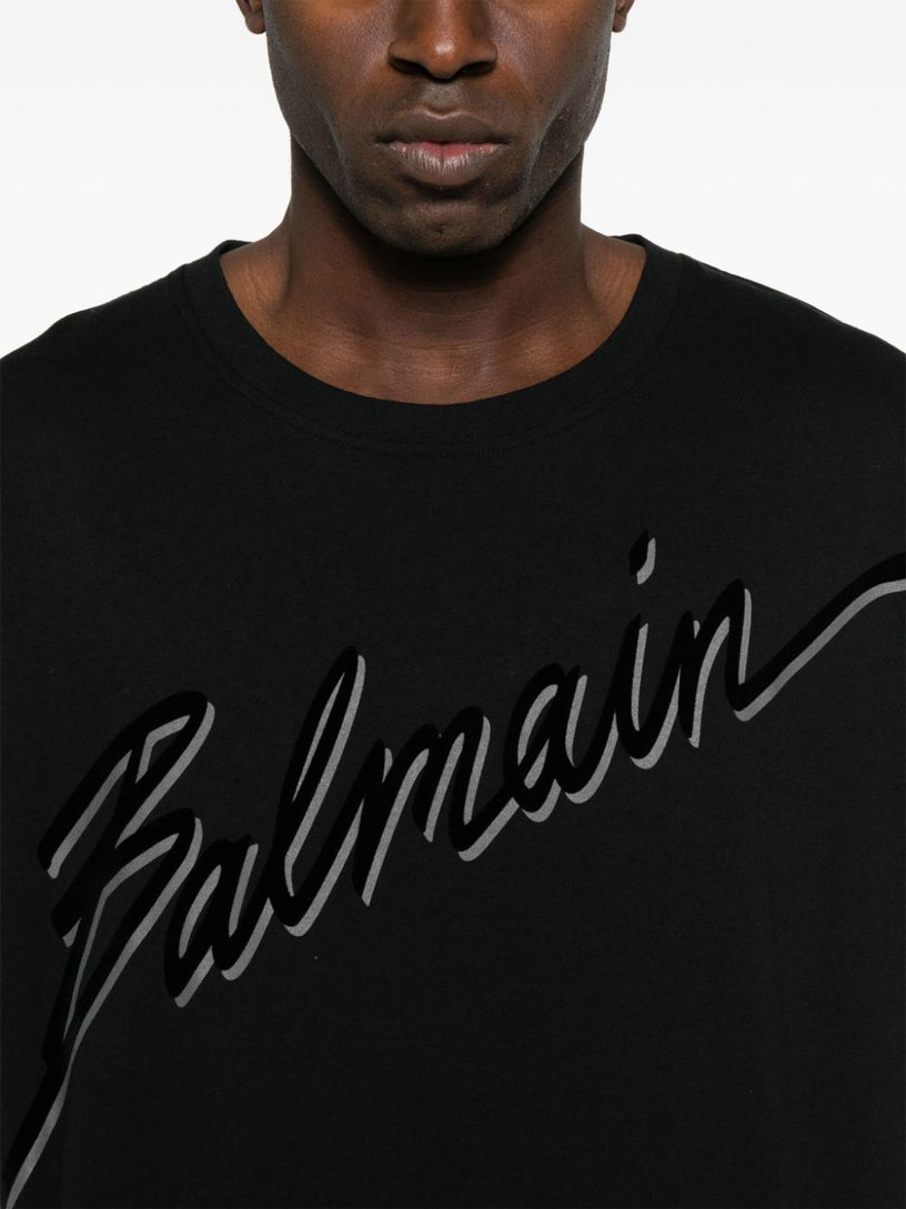 Balmain letter flocked t-shirt