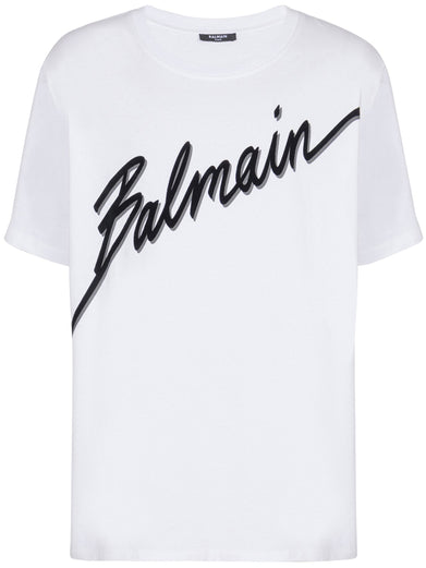 Balmain letter flocked t-shirt