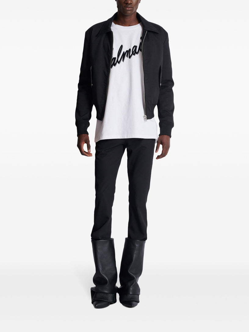 Balmain letter flocked t-shirt