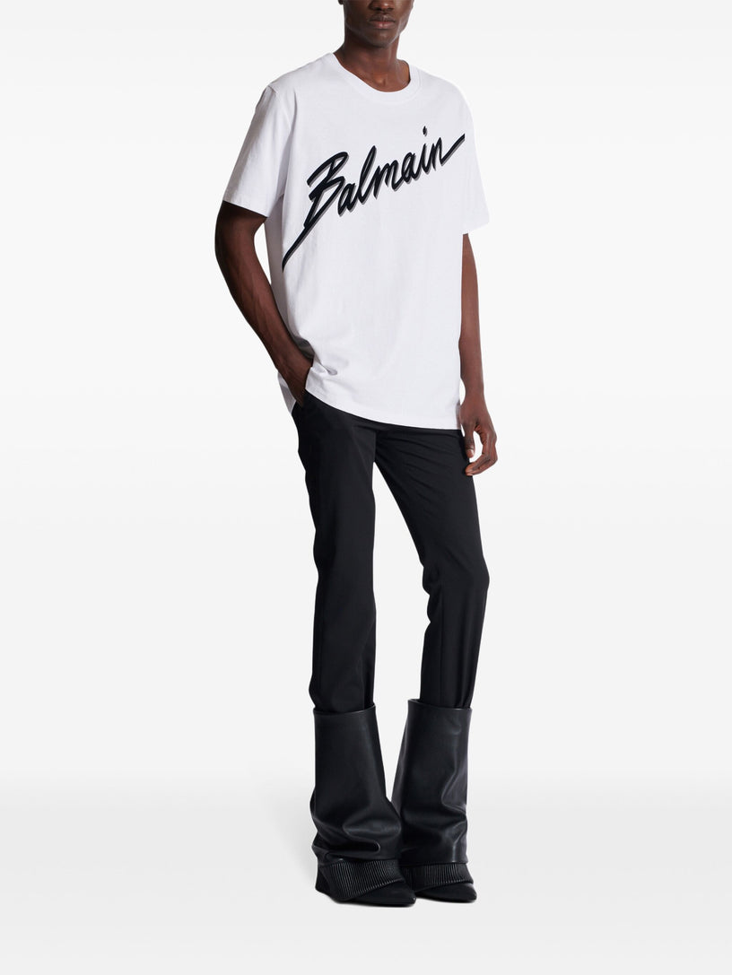 Balmain letter flocked t-shirt