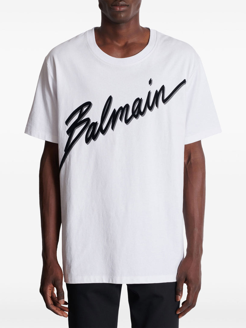 Balmain letter flocked t-shirt