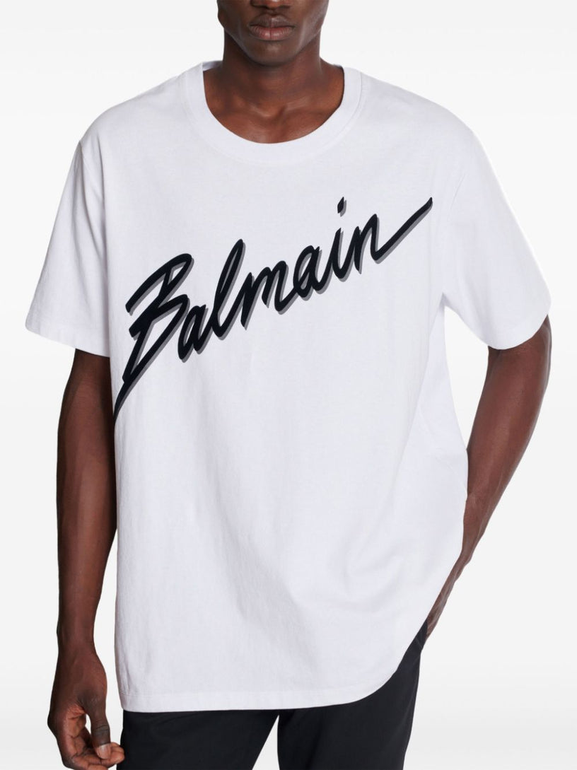 Balmain letter flocked t-shirt